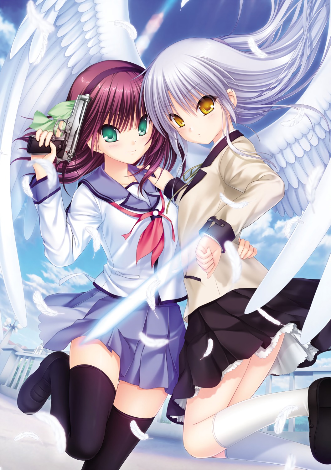 Key Na Ga Angel Beats Tenshi Yurippe Angel Gun Seifuku Skirt Lift Thighhighs Wings 729066 